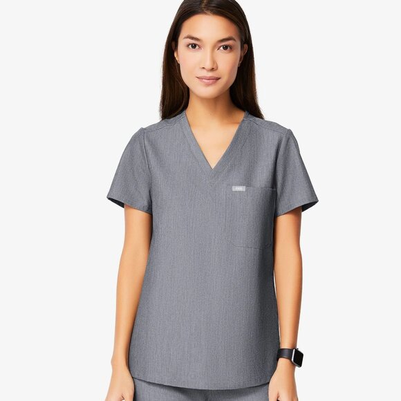 Figs Slim Catarina One-Pocket Scrub Top in Graphite - Picture 1 of 13
